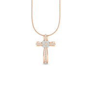 1.50Ct Round Cut Moissanite Women Cross Pendant 14K White Gold Plated